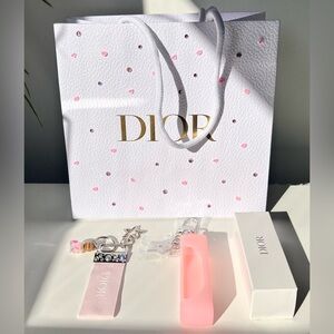 Dior Beauty Addict Rosy Glow Scented Pink Keychain Key Fob Ring Charm Bag Sample
